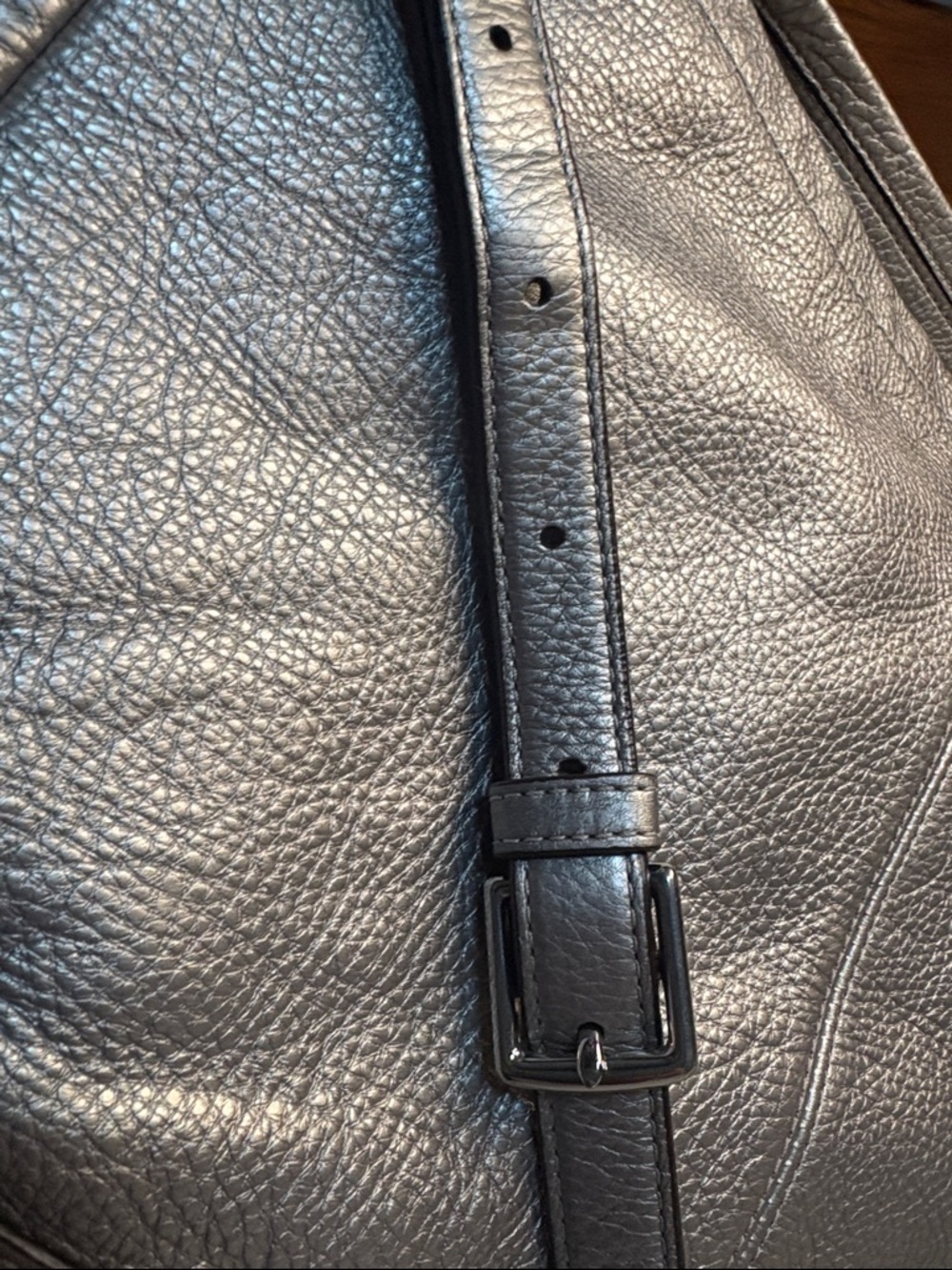 Coach Metallic Silver Leather Hobo Shoulder Bag - Picture 7 of 12